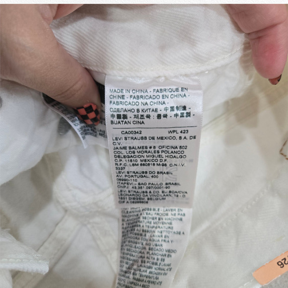 Levi’s 501 CT White Mid Rise Button Fly Tapered Leg Jeans Size 26 NWT 2015 Era - Picture 4 of 10